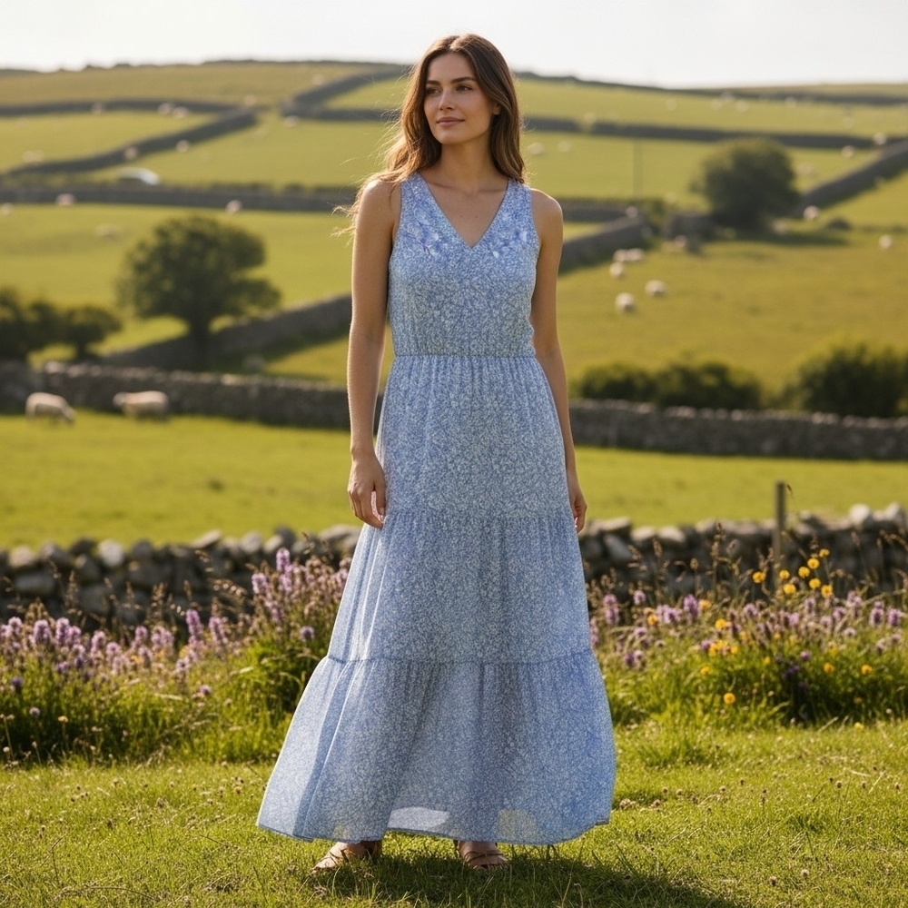 Express Periwinkle Floral Maxi Dress